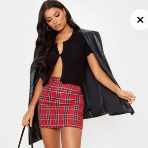 2/$15 PrettyLittleThing Red Tartan Plaid Miniskirt